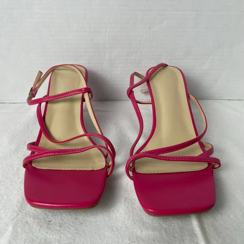 Pink Summer Sandals Strappy Kitten Heel - Picture 5 of 10